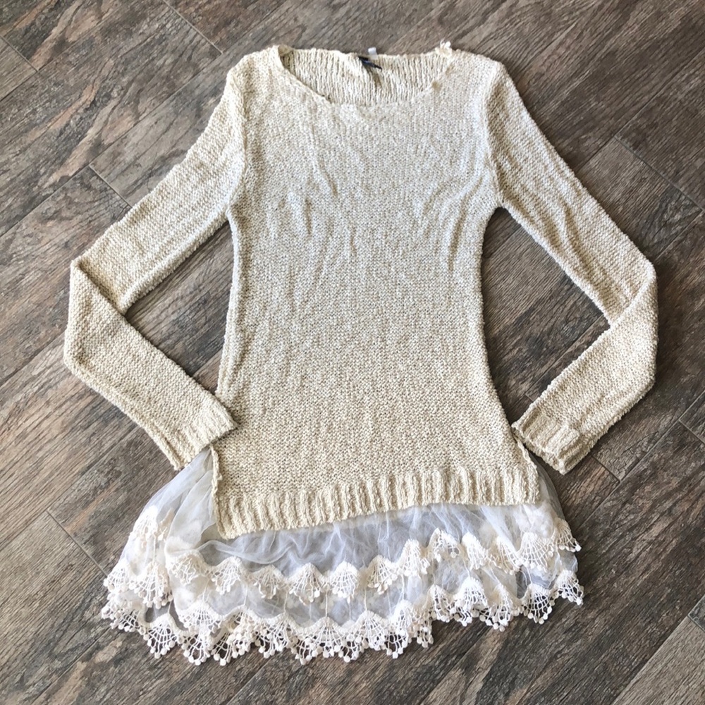 Windsor lace bottom sweater